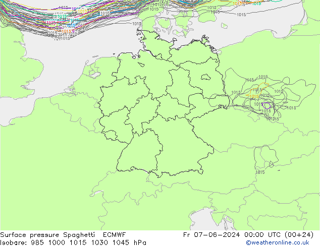 Surface pressure Spaghetti ECMWF Fr 07.06.2024 00 UTC