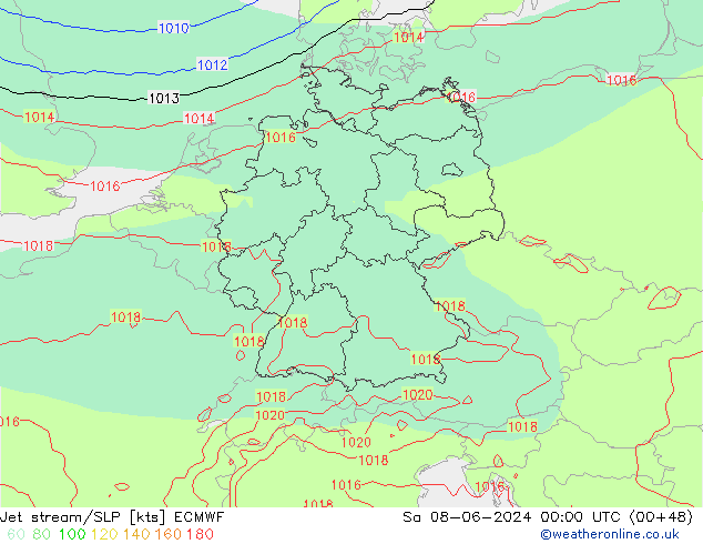 Polarjet/Bodendruck ECMWF Sa 08.06.2024 00 UTC