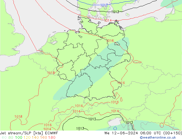 Corrente a getto ECMWF mer 12.06.2024 06 UTC