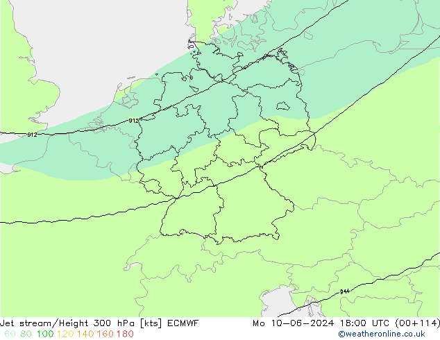 Jet stream/Height 300 hPa ECMWF Mo 10.06.2024 18 UTC