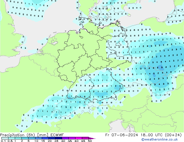 Nied. akkumuliert (6Std) ECMWF Fr 07.06.2024 00 UTC