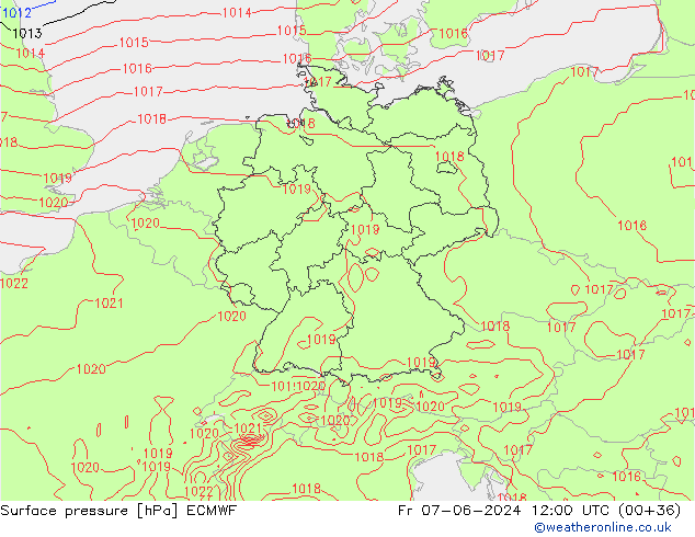 Luchtdruk (Grond) ECMWF vr 07.06.2024 12 UTC