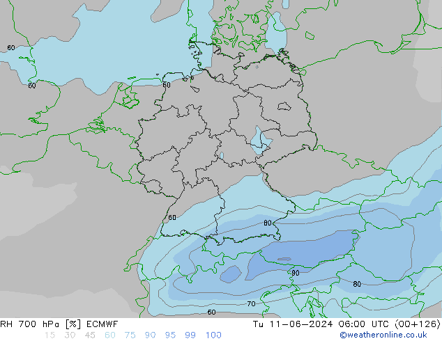 RV 700 hPa ECMWF di 11.06.2024 06 UTC