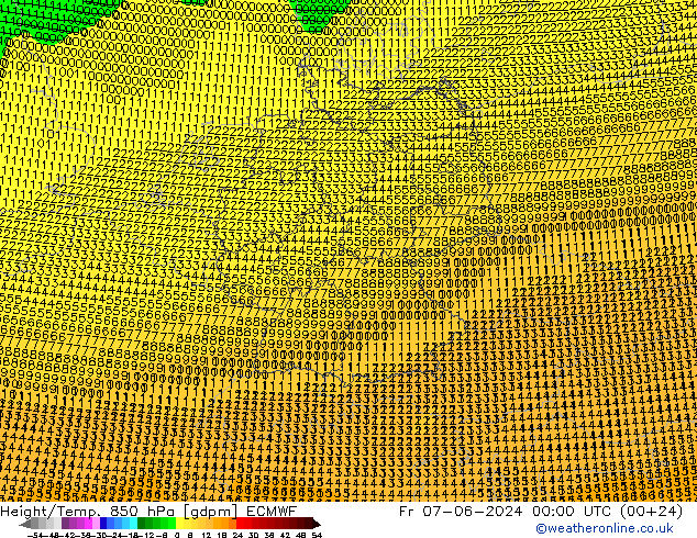 Height/Temp. 850 hPa ECMWF Fr 07.06.2024 00 UTC