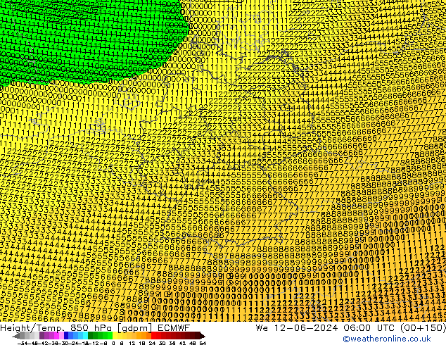 Height/Temp. 850 hPa ECMWF We 12.06.2024 06 UTC