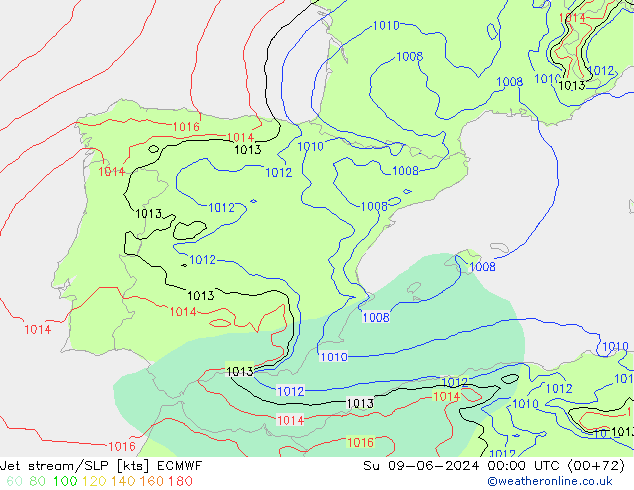 Jet stream/SLP ECMWF Su 09.06.2024 00 UTC