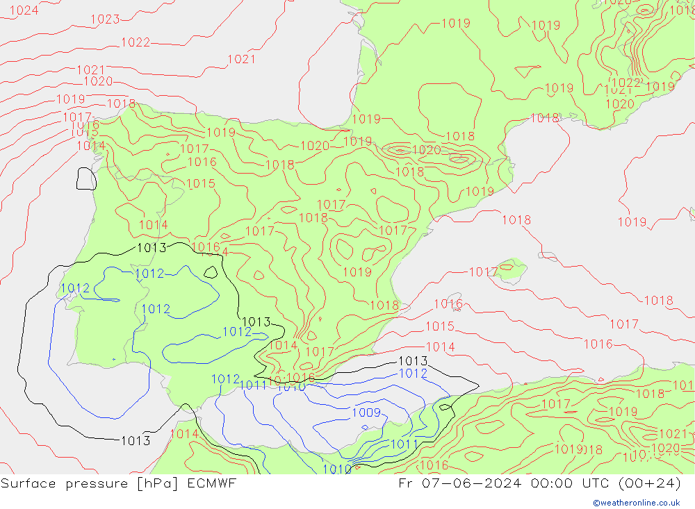 Yer basıncı ECMWF Cu 07.06.2024 00 UTC