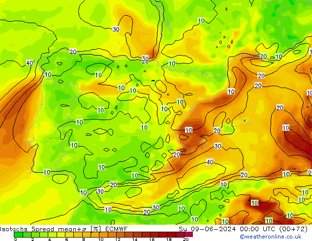 Eşrüzgar Hızları Spread ECMWF Paz 09.06.2024 00 UTC