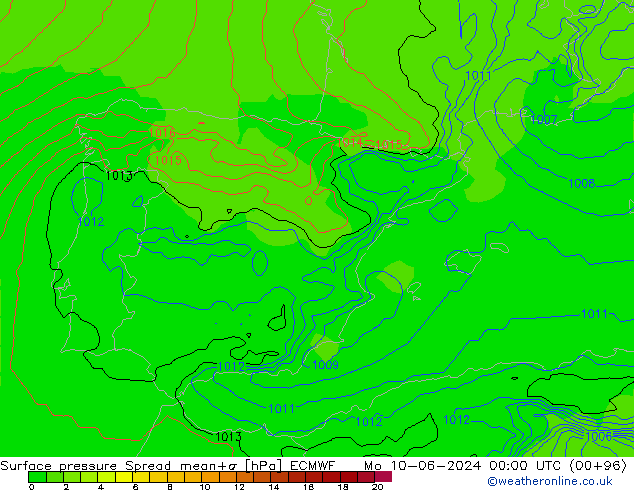 ciśnienie Spread ECMWF pon. 10.06.2024 00 UTC