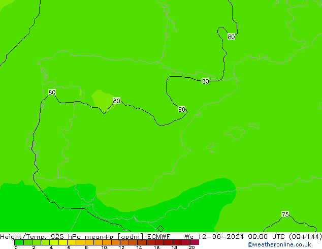 Hoogte/Temp. 925 hPa ECMWF wo 12.06.2024 00 UTC