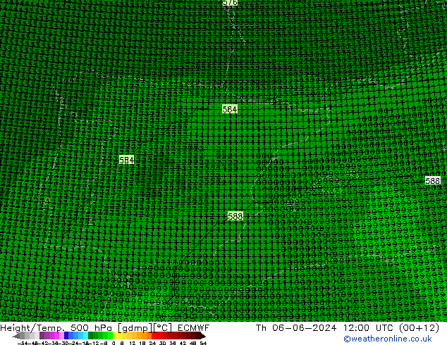 Height/Temp. 500 hPa ECMWF czw. 06.06.2024 12 UTC