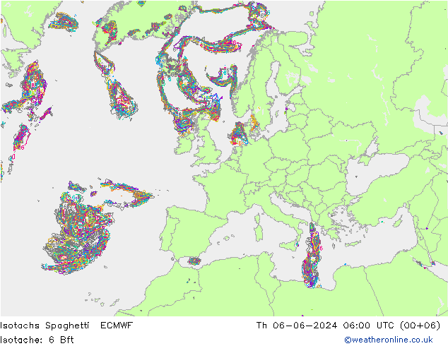 Eşrüzgar Hızları Spaghetti ECMWF Per 06.06.2024 06 UTC