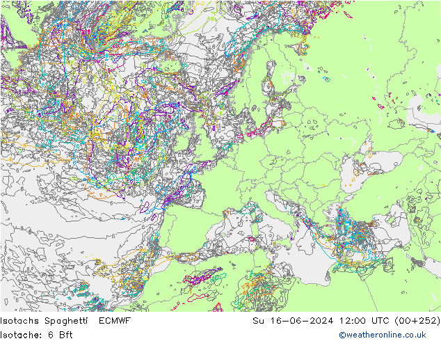 Isotachs Spaghetti ECMWF  16.06.2024 12 UTC