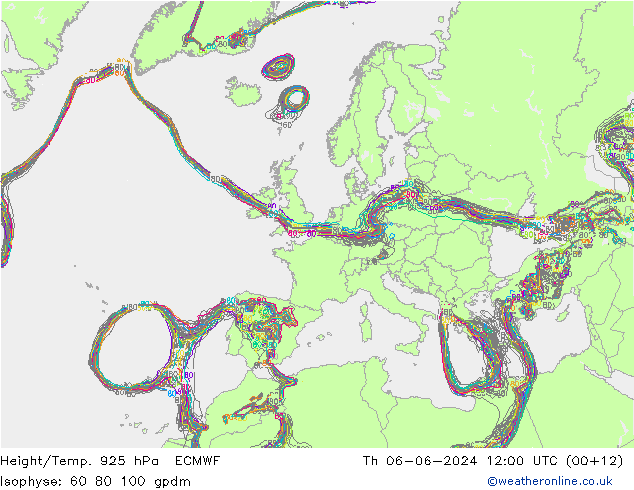 Yükseklik/Sıc. 925 hPa ECMWF Per 06.06.2024 12 UTC