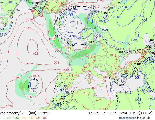 Jet Akımları/SLP ECMWF Per 06.06.2024 12 UTC