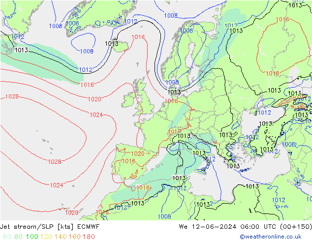 Polarjet/Bodendruck ECMWF Mi 12.06.2024 06 UTC