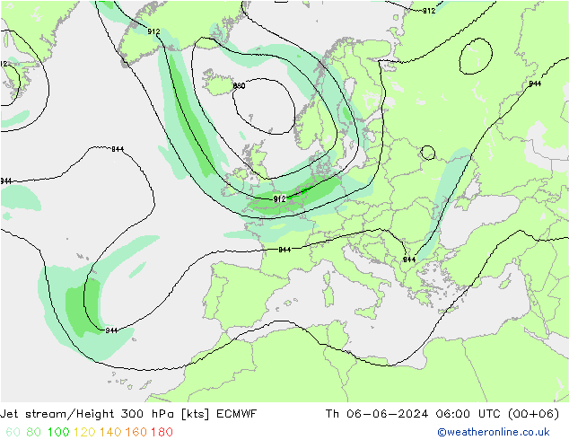 Prąd strumieniowy ECMWF czw. 06.06.2024 06 UTC