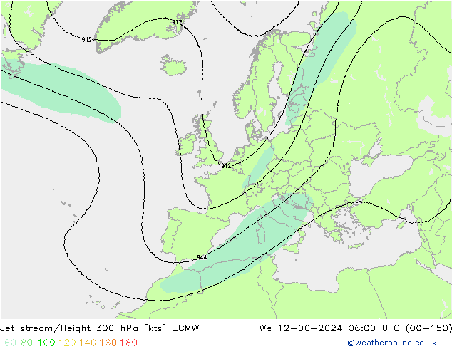 Prąd strumieniowy ECMWF śro. 12.06.2024 06 UTC