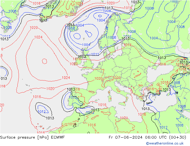 приземное давление ECMWF пт 07.06.2024 06 UTC