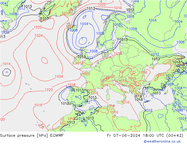 Luchtdruk (Grond) ECMWF vr 07.06.2024 18 UTC