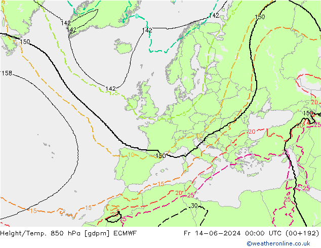 Height/Temp. 850 hPa ECMWF pt. 14.06.2024 00 UTC