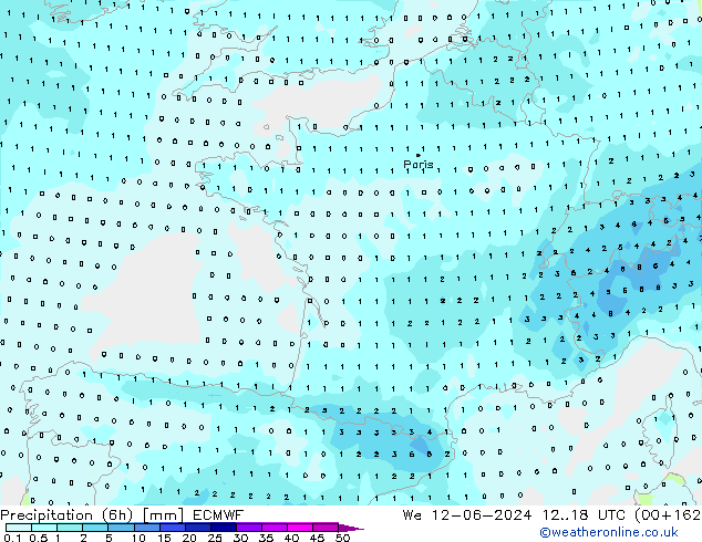 Yağış (6h) ECMWF Çar 12.06.2024 18 UTC