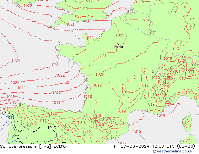 Yer basıncı ECMWF Cu 07.06.2024 12 UTC