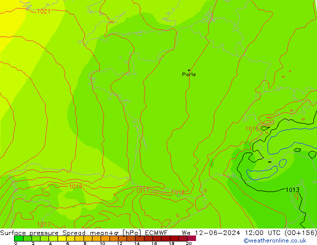 Bodendruck Spread ECMWF Mi 12.06.2024 12 UTC