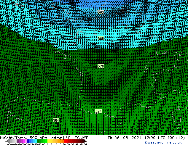 Geop./Temp. 500 hPa ECMWF jue 06.06.2024 12 UTC