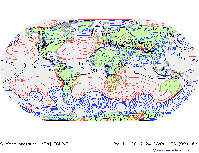 Surface pressure ECMWF We 12.06.2024 18 UTC