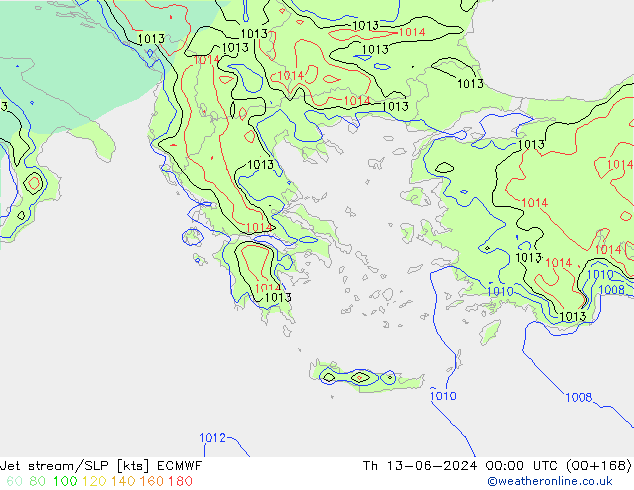 Prąd strumieniowy ECMWF czw. 13.06.2024 00 UTC