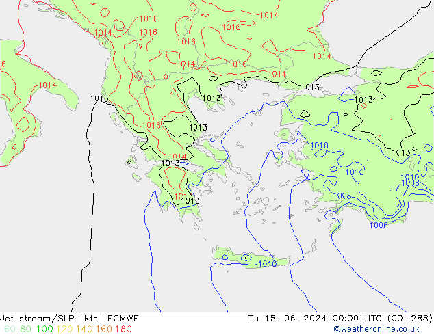 Jet stream ECMWF Ter 18.06.2024 00 UTC