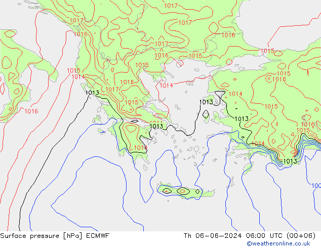 Bodendruck ECMWF Do 06.06.2024 06 UTC