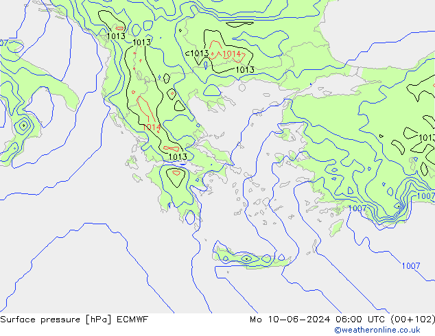 Surface pressure ECMWF Mo 10.06.2024 06 UTC