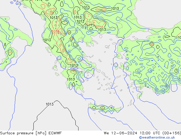 Atmosférický tlak ECMWF St 12.06.2024 12 UTC