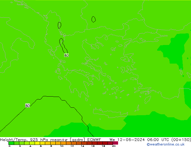 Height/Temp. 925 hPa ECMWF Qua 12.06.2024 06 UTC