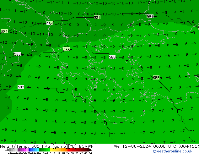 Height/Temp. 500 hPa ECMWF Qua 12.06.2024 06 UTC