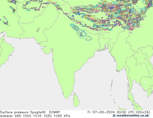 ciśnienie Spaghetti ECMWF pt. 07.06.2024 00 UTC