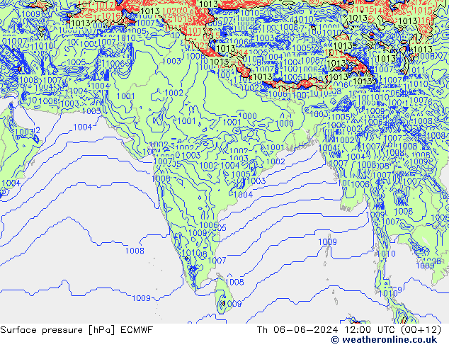 Surface pressure ECMWF Th 06.06.2024 12 UTC