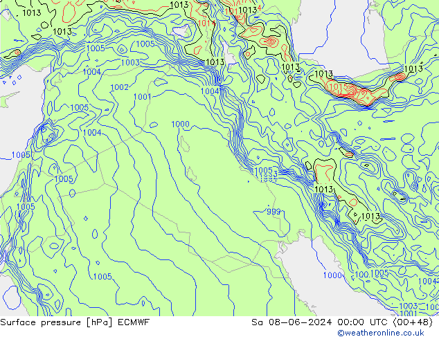 Bodendruck ECMWF Sa 08.06.2024 00 UTC