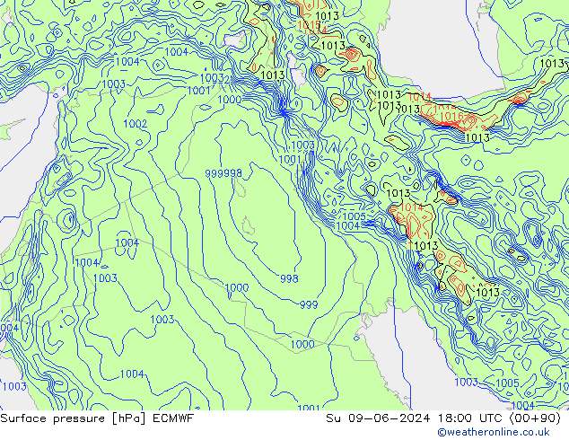 Bodendruck ECMWF So 09.06.2024 18 UTC