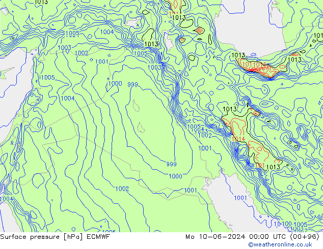 Bodendruck ECMWF Mo 10.06.2024 00 UTC
