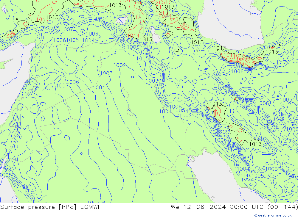 Surface pressure ECMWF We 12.06.2024 00 UTC