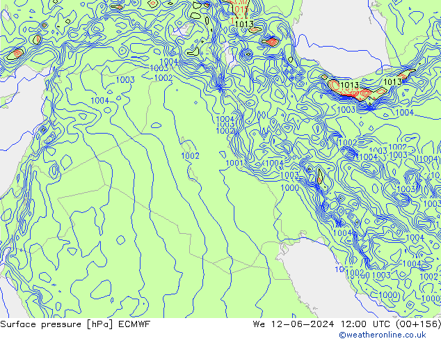 Surface pressure ECMWF We 12.06.2024 12 UTC