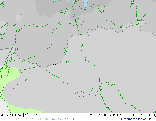 RH 700 гПа ECMWF ср 12.06.2024 06 UTC