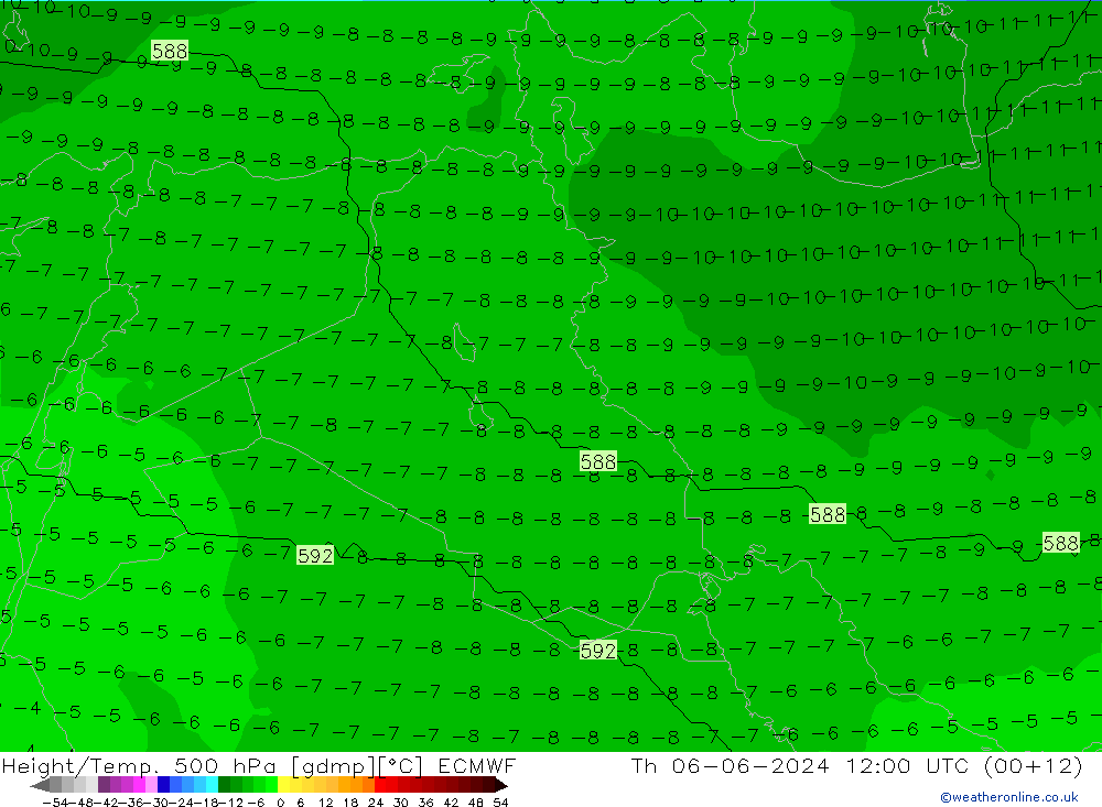 Height/Temp. 500 гПа ECMWF чт 06.06.2024 12 UTC