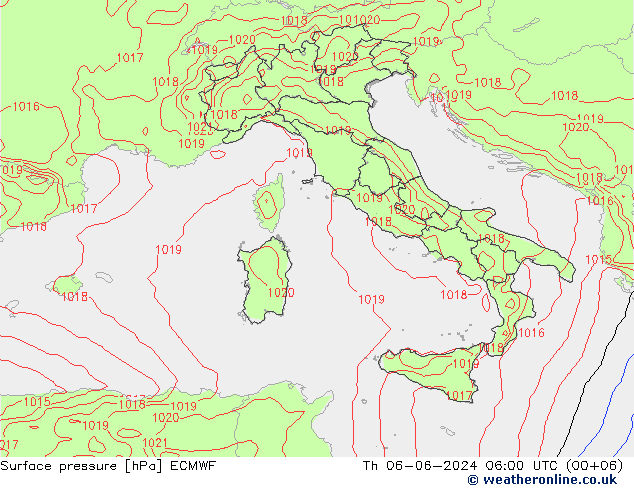 Surface pressure ECMWF Th 06.06.2024 06 UTC