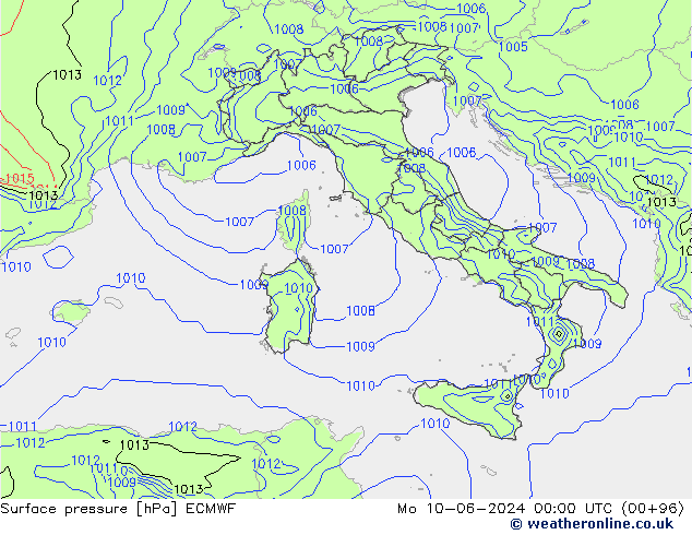 ciśnienie ECMWF pon. 10.06.2024 00 UTC