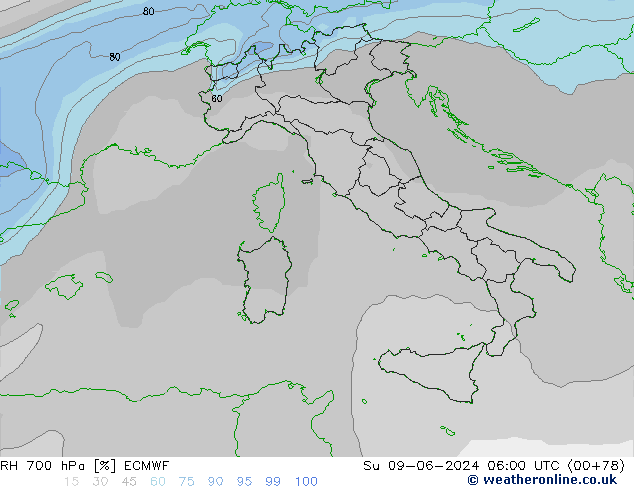 RV 700 hPa ECMWF zo 09.06.2024 06 UTC