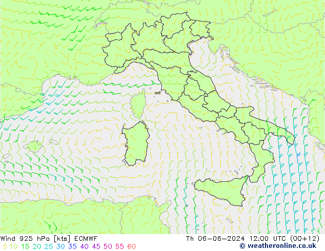 ветер 925 гПа ECMWF чт 06.06.2024 12 UTC